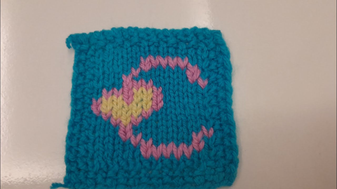 Düz örgü üzerine C harfi işleme, embroidery on knitting / duplicate stitch