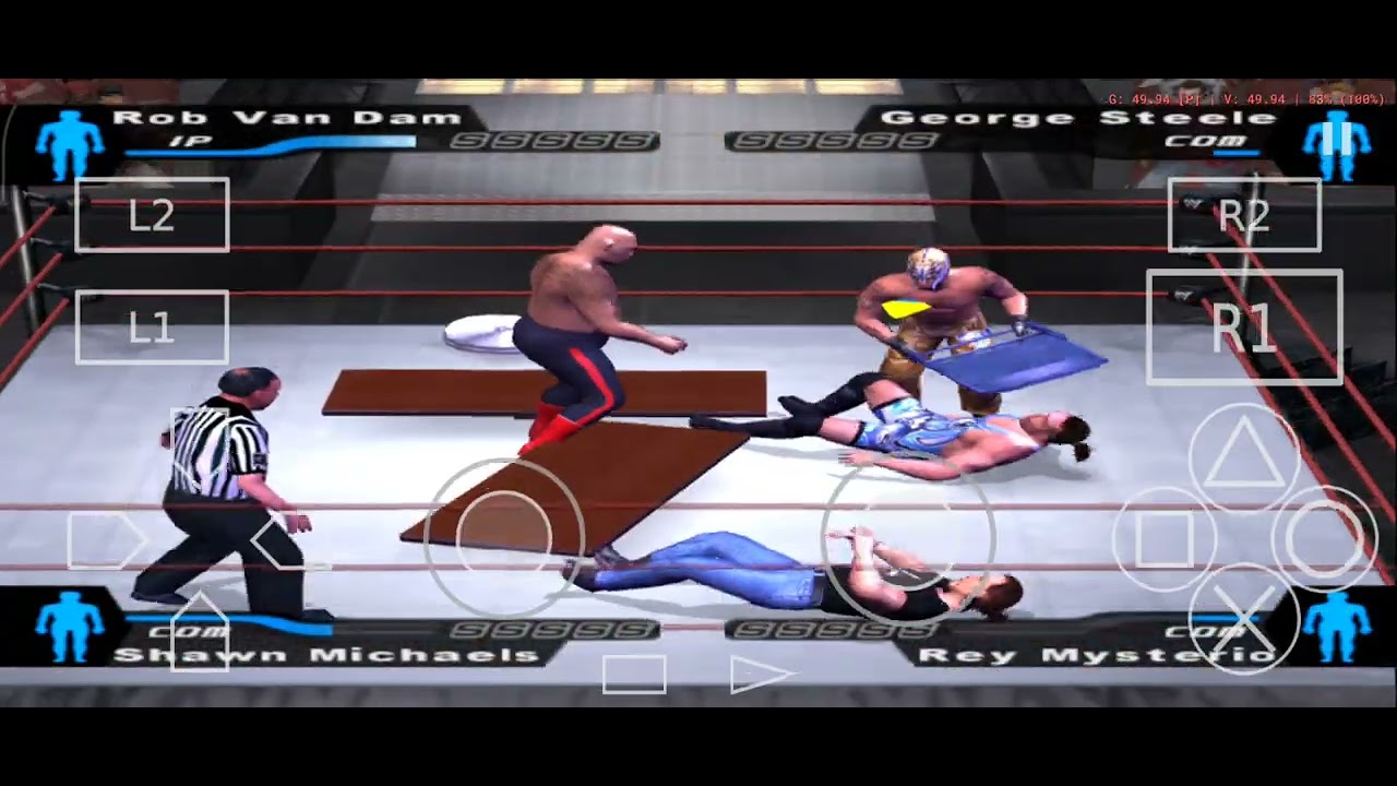 table match😈Rvd,George steele,shawn Michaels,rey Mysterio🔥💥