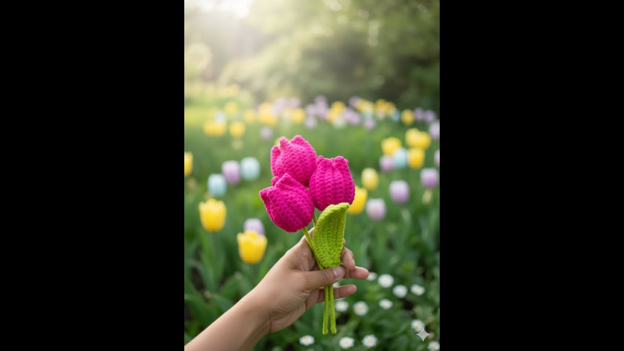 Easy tutorial crochet flower: flower tulip for beginner