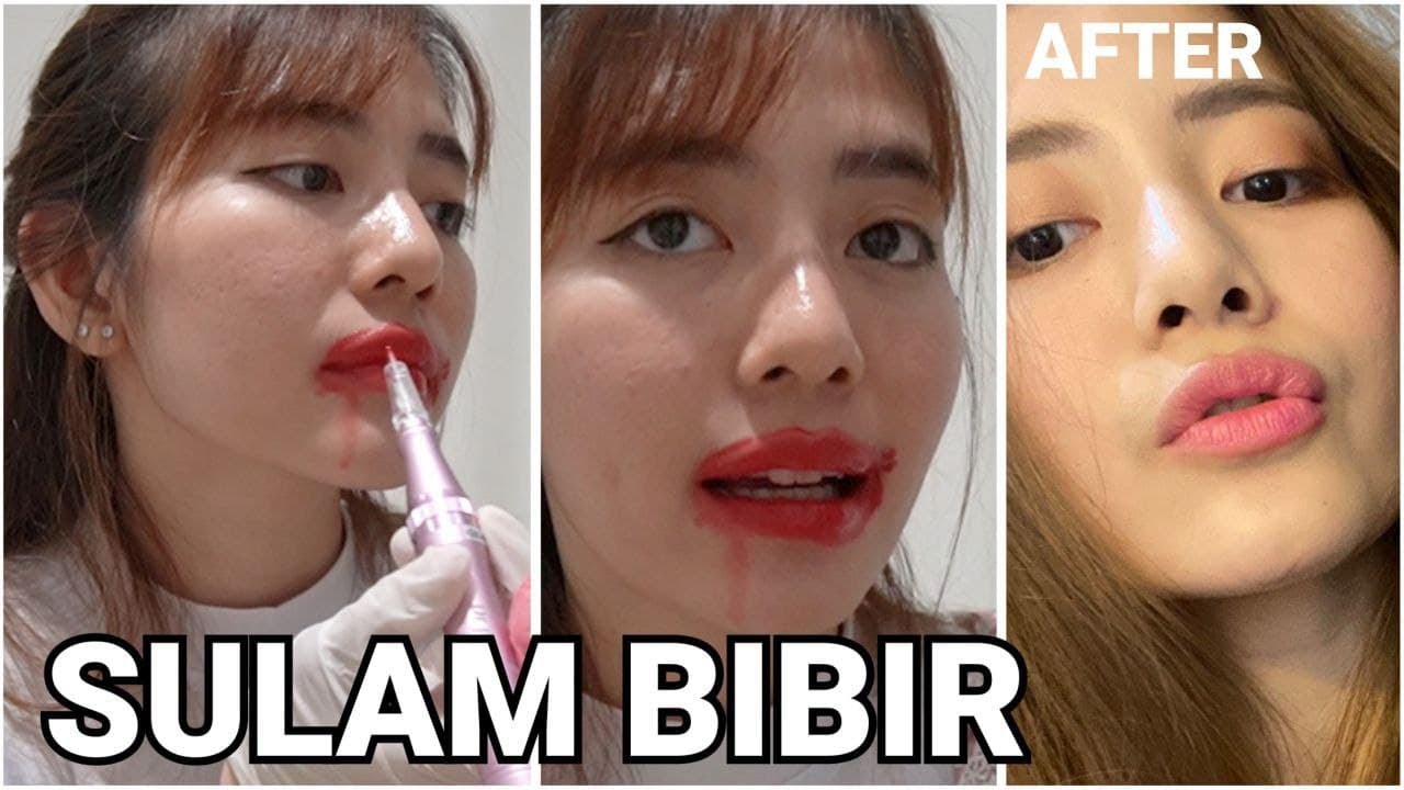 BIBIR MERAH NATURAL TANPA LIPSTICK - TUTORIAL SULAM BIBIR SENDIRI DIRUMAH