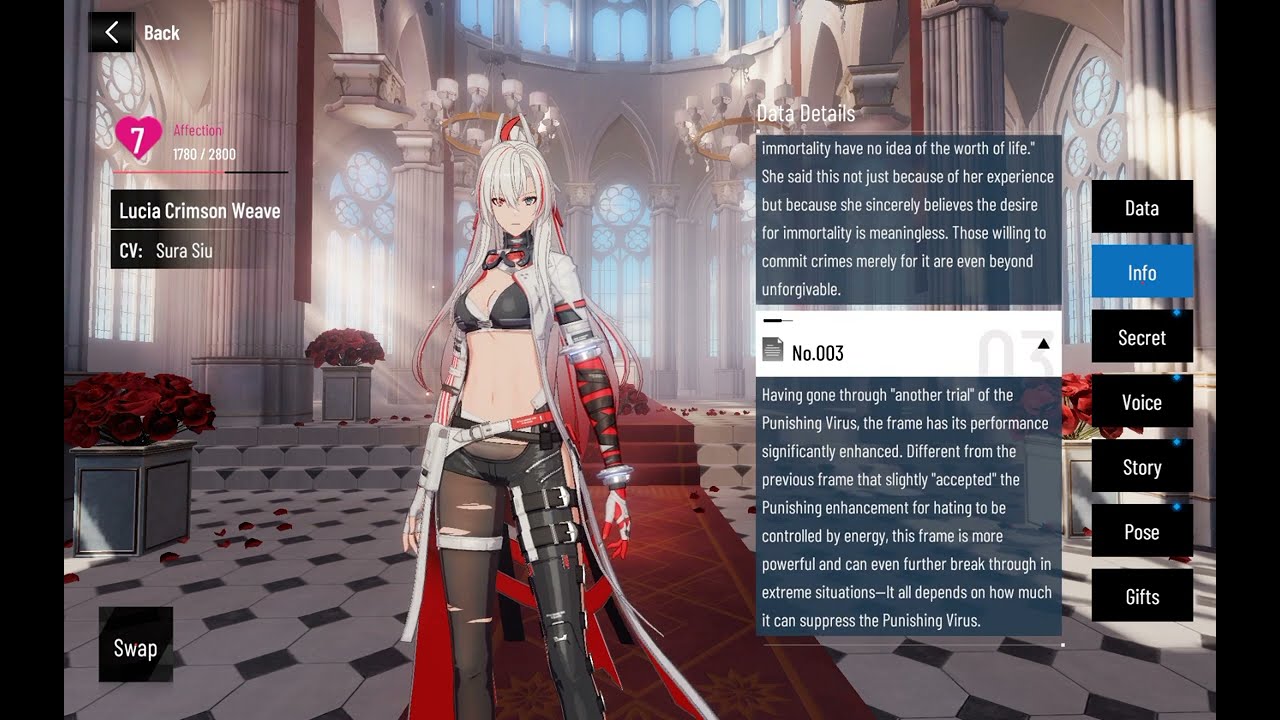 Punishing Gray Raven Lucia Crimson Weave Voice Lines / Data Details /English dub