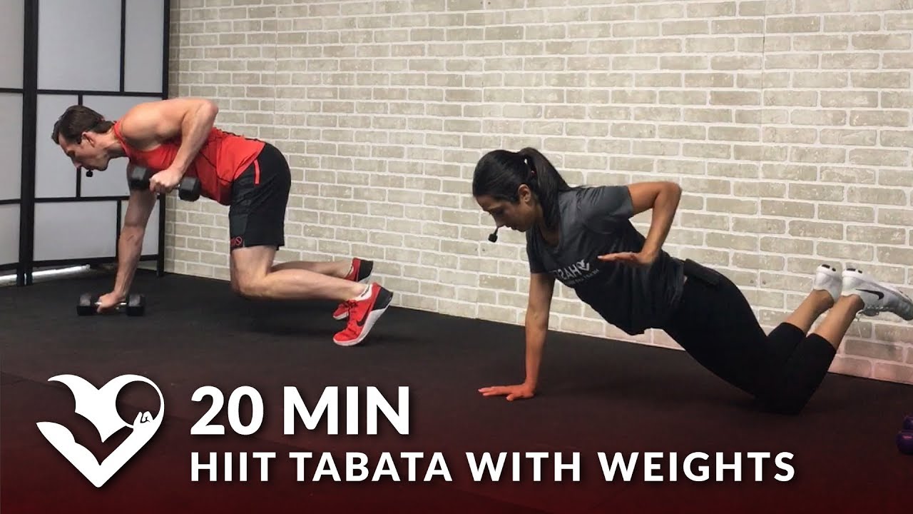 20 Minute HIIT Tabata Workout with Weights - Dumbbell Training Total Body Workout at Home