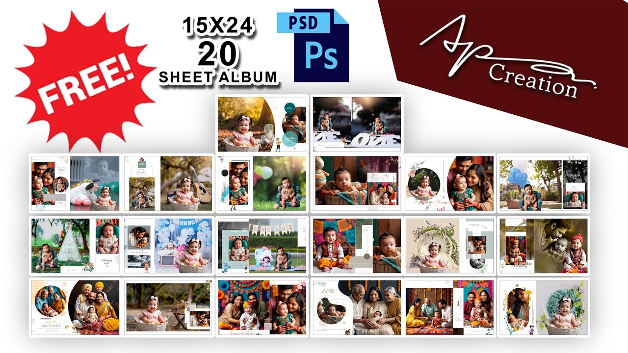 15x24 birthday album design psd free download