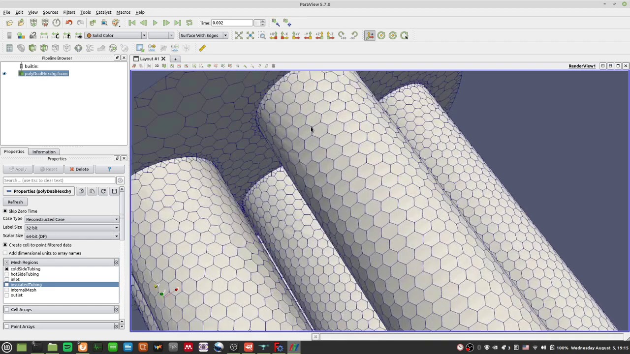 OpenFOAM Intermediate - 100 heat exchanger with piping (editing BCs and polyDualMesh feature angle)