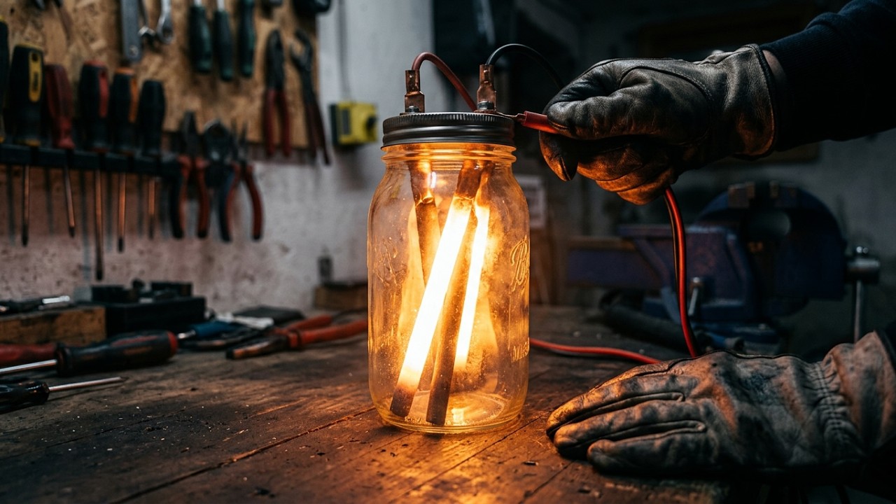 1kW Light Bulb From Pencile Graphite and Mason Jar !