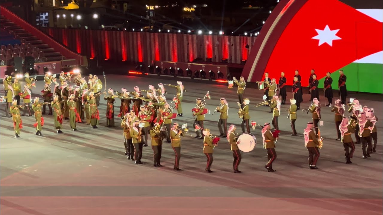 The Jordanian Armed Forces Band, Pipes and Drums and Silent Drill Team - Doha Tattoo 2025 -Rehearsal