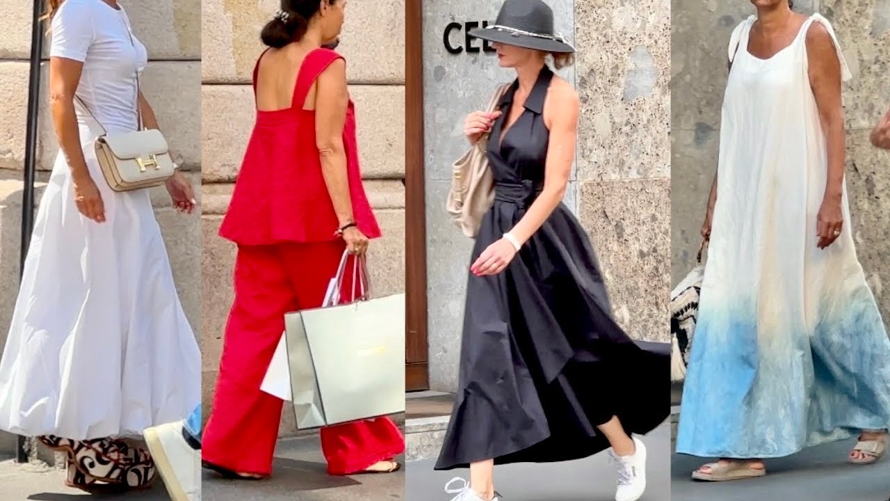 +34 C AUGUST MILAN 🇮🇹ITALIAN SUMMER STREET FASHION ☀️NEW COLLECTION AUTUMN WINDOW SHOPPING