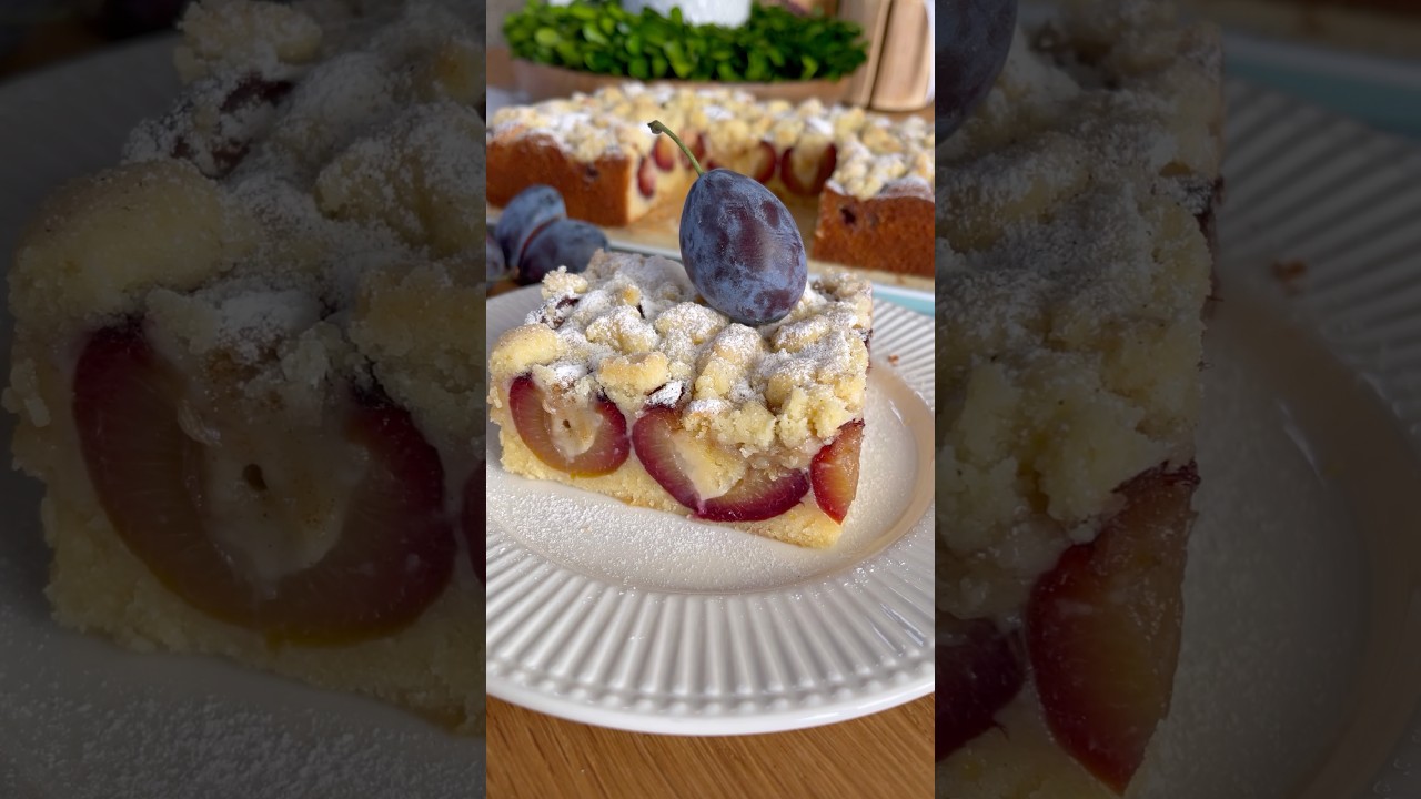 Saftiger Zwetschgen Streusel mit Marzipan-Joghurtboden  #baking #recipe #thermomix