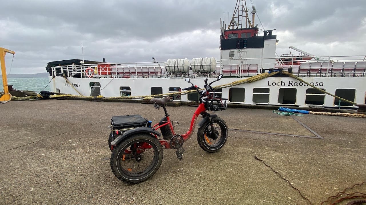 Cracking Ride part one. Gigha south pier. MV Loch Ranza safely alongside, sheltering. 