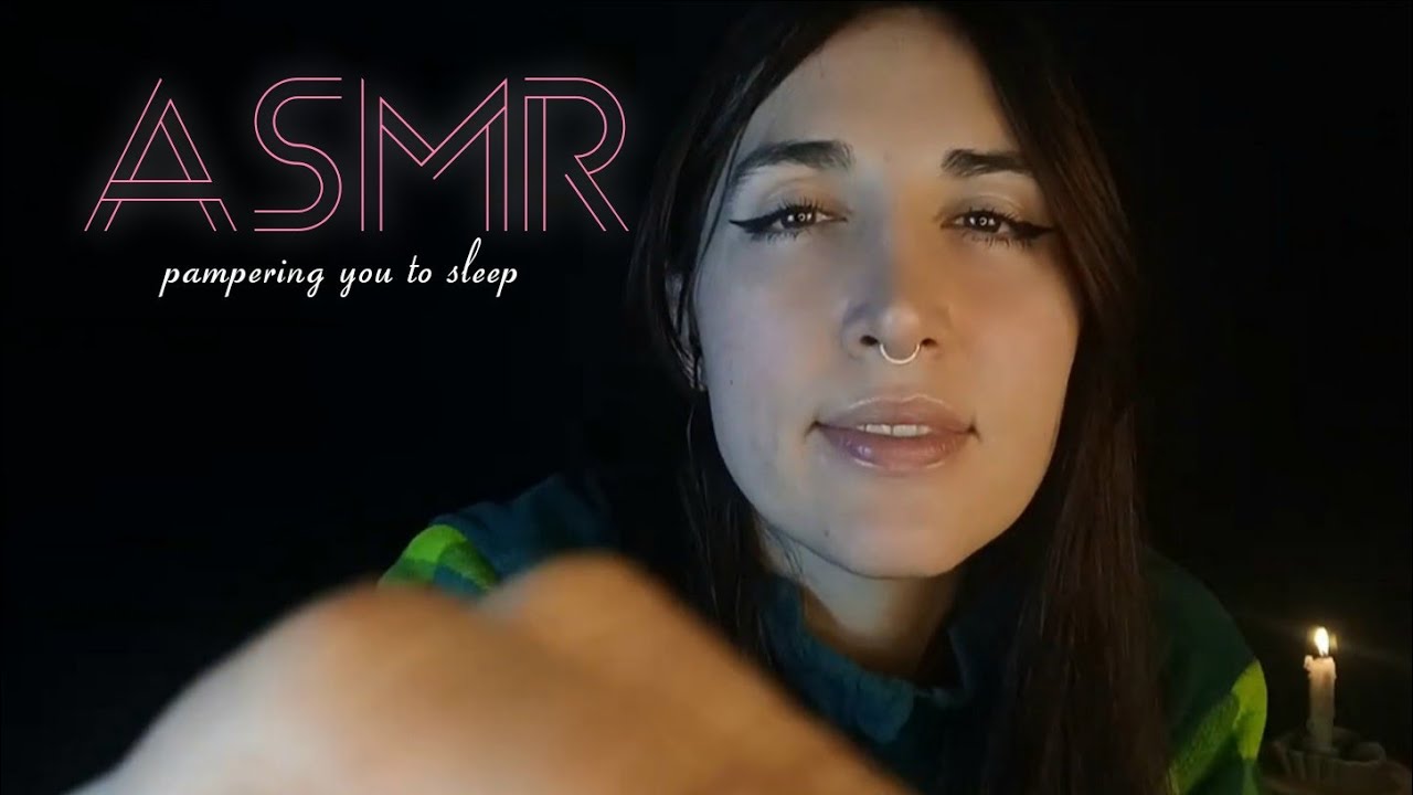 ASMR | Pampering You to Sleep🌙 Whispering, Gentle Facial Care & Hair Brushing (Thunder Soundscape)