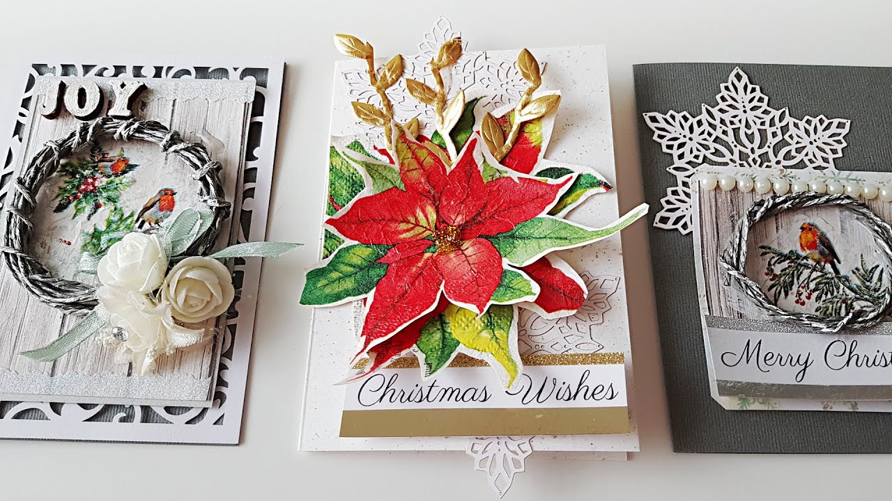 DIY Christmas Holiday Cards with Napkins Decoupage Simple & Easy Tutorial