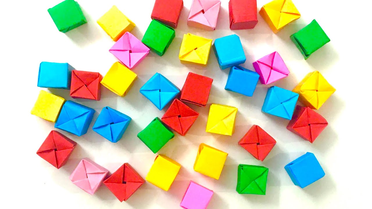 Mini Paper 3D Cube Sticky Note Origami No Glue Easy Craft Tutorial - How to make Easy Paper Cube Toy