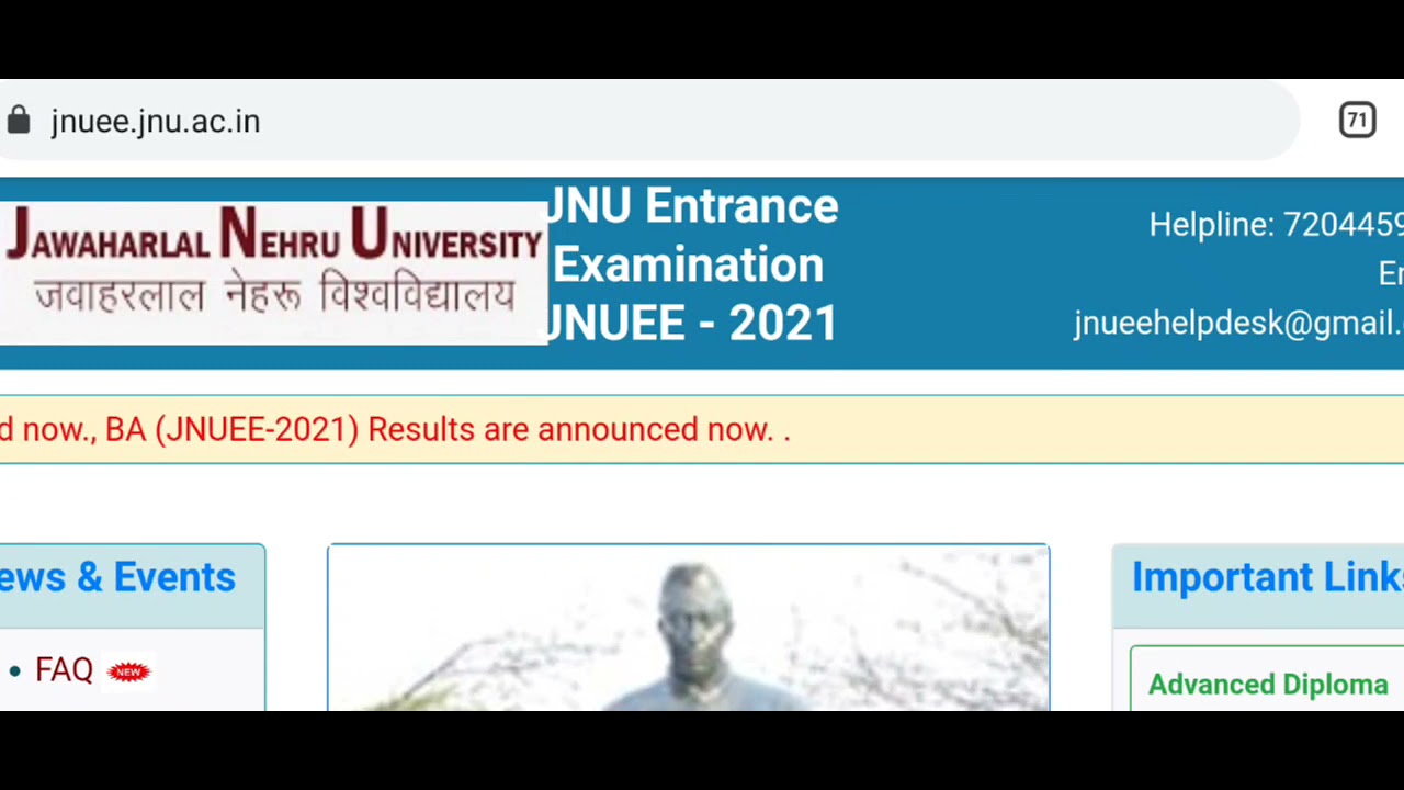 JNU 2021 LIST for different course is out