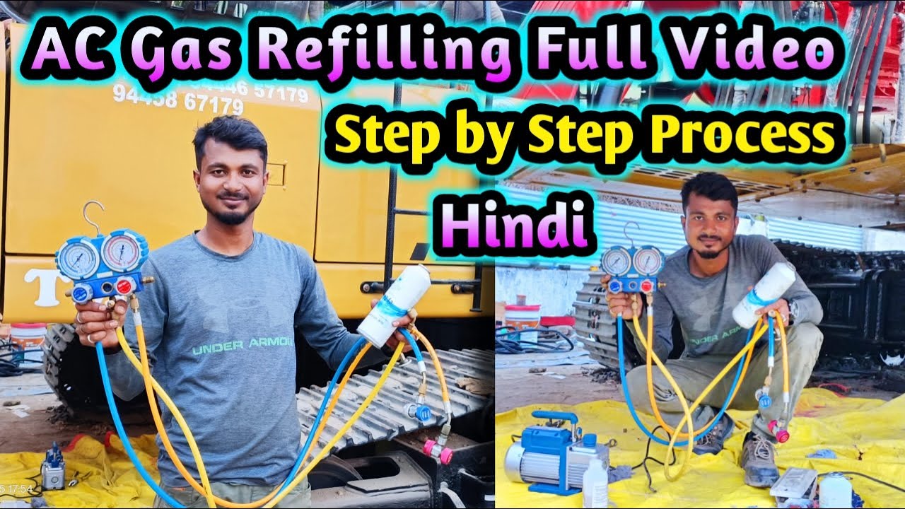 AC Gas Refilling Full Video | Ac Gas Leak Check | JCB, Excavator Ac | Car Ac Gas Refilling in Hindi