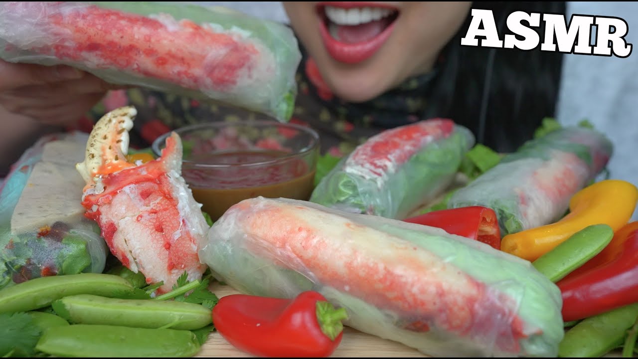 ASMR KING CRAB SALAD ROLL + FRESH VEGGIES (EATING SOUNDS) NO TALKING | SAS-ASMR