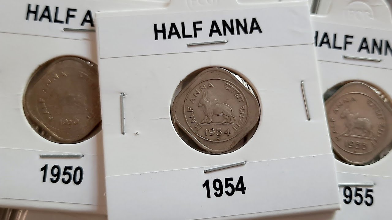 Half Anna Coins Republic India 1950 to 1955