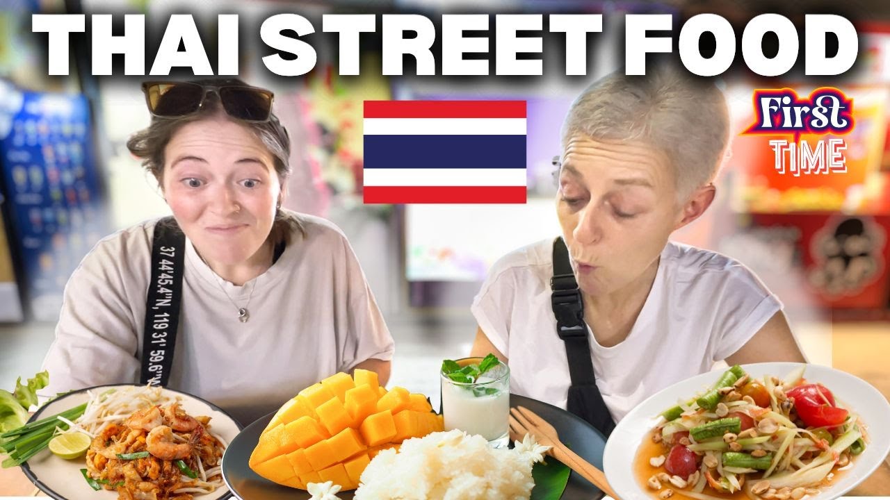 My British Mum's FIRST TIME trying THAI STREET FOOD in BANGKOK, THAILAND (so good!) 🇹🇭