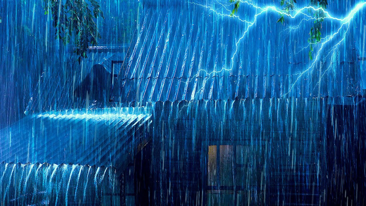Heavy Rain And Thunder Sounds - Deep Sleep | Furious Thunder on Rusty Tin Roof at Night