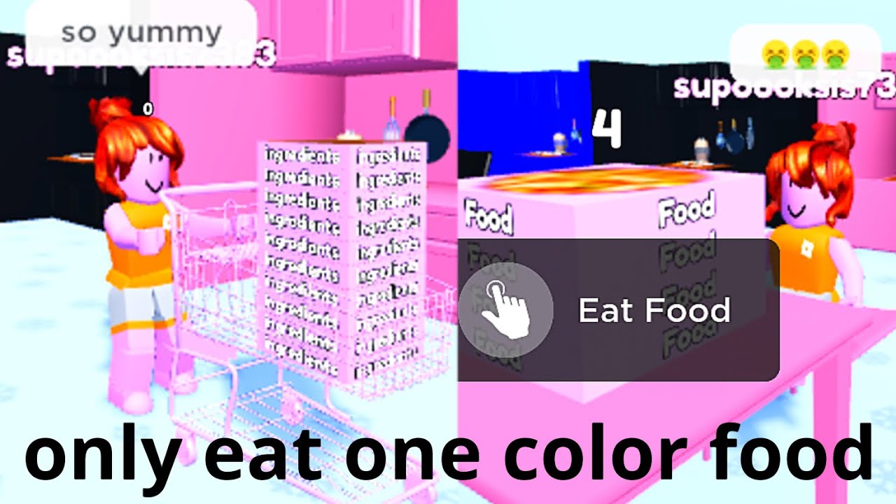 forcing myself to only eat one color food on roblox…