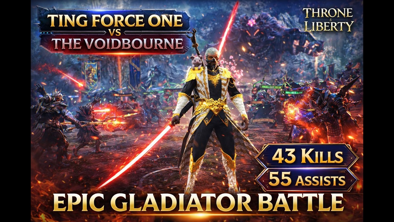 Throne and Liberty PvP &mdash; Ting Force One vs The Voidbourne | Gladiator 43‑Kill Domination