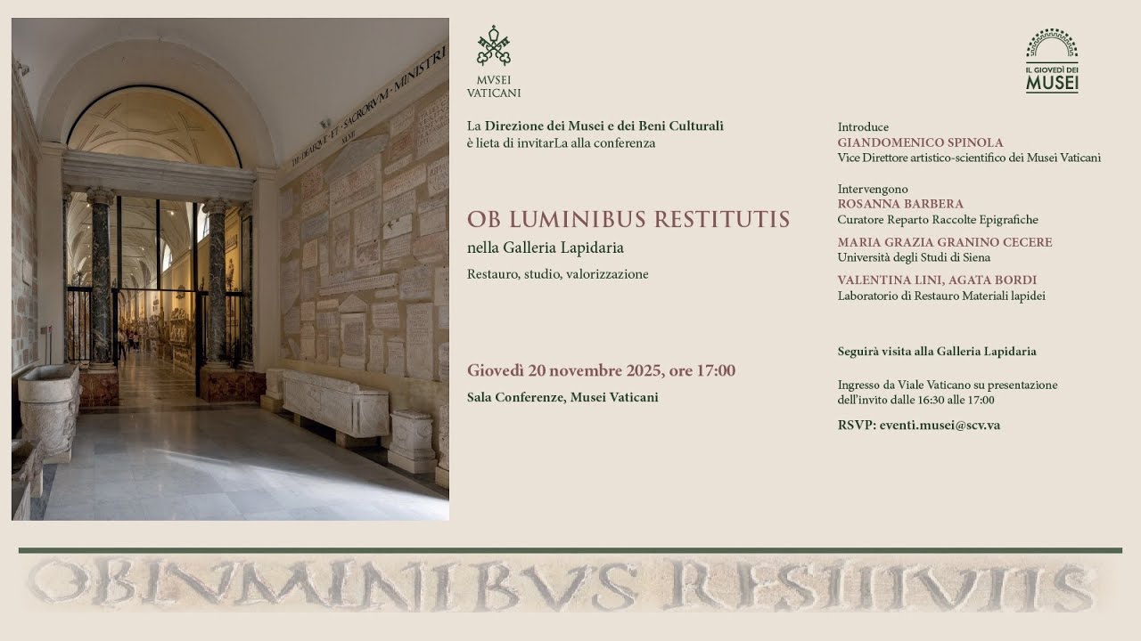 OB LUMINIBUS RESTITUTIS  nella Galleria Lapidaria - Restauro, studio, valorizzazione