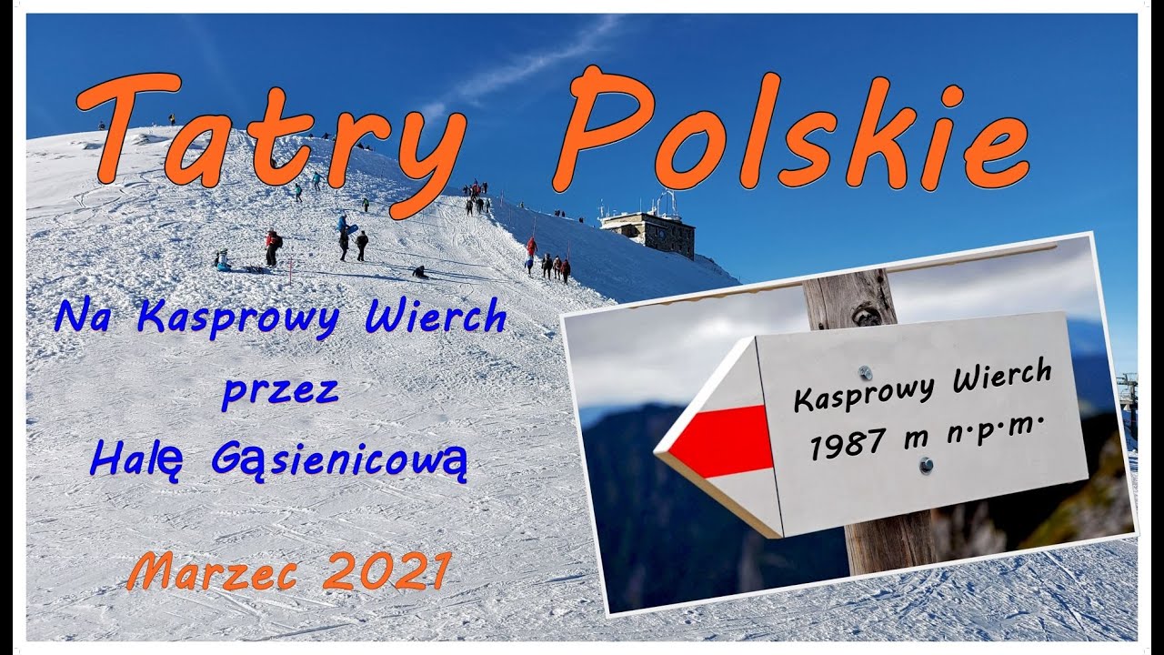 Kasprowy Wierch przez Halę Gąsienicową w zimowych warunkach.