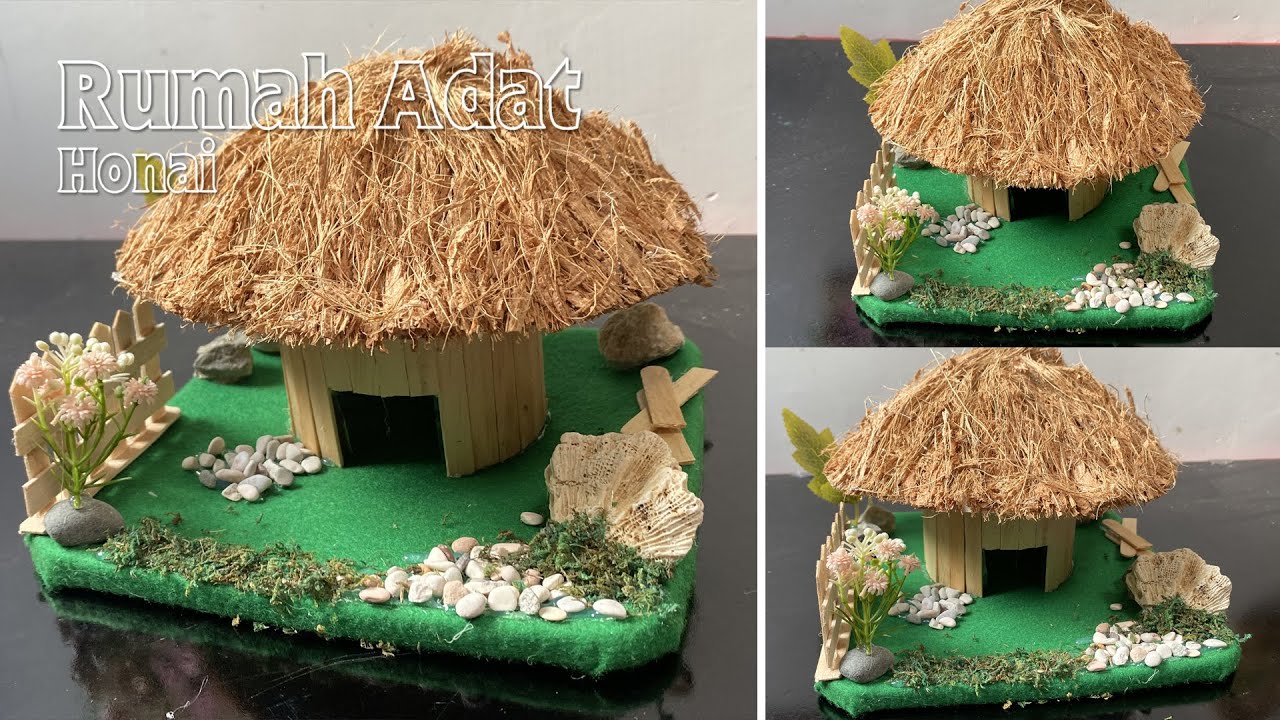 Cara Membuat Diorama Rumah Adat Honai Papua dari Sabut Kelapa dan Stik Es Krim | Kreasi Aiswa