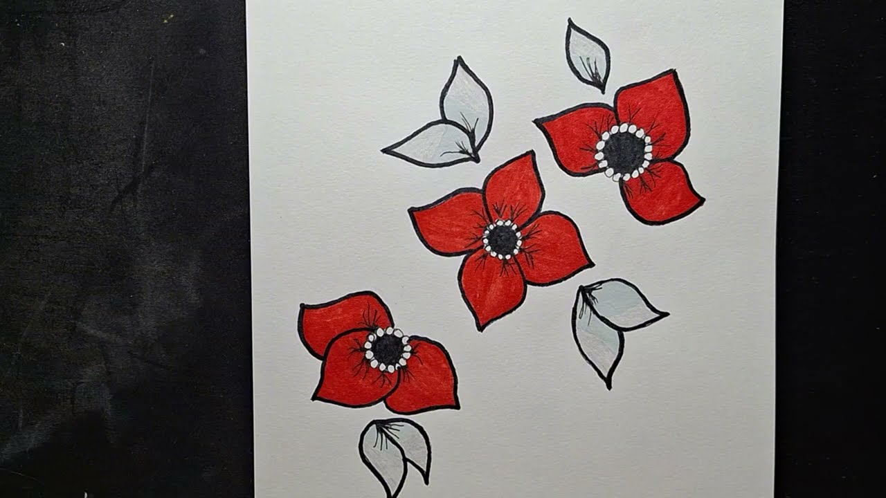MAGIJA CRTANJA: Crveni Mak u Punu Lepotu! 🎨✏️ | Time Lapse Art