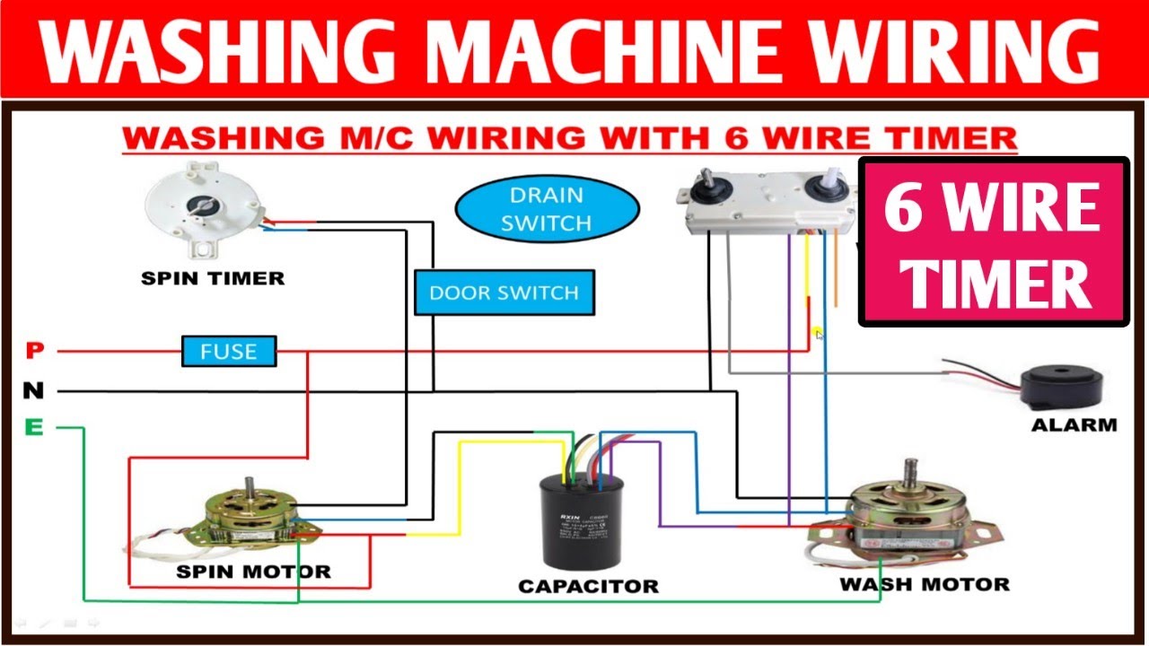 WASHING MACHINE COMPLETE WIRING! WASHING MACHINE WIRING WITH 6 WIRE WASH TIMER