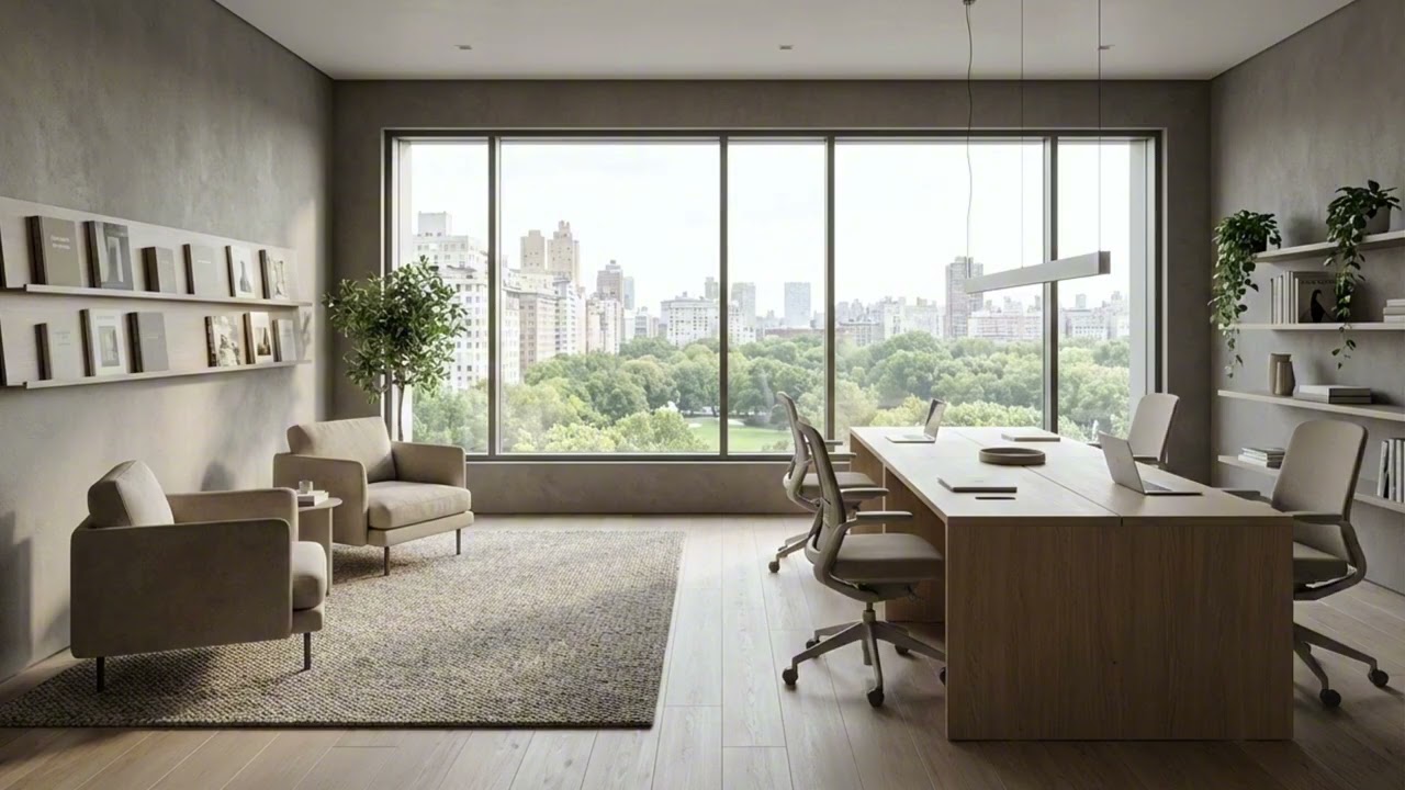 Quiet Design Office 🌿 | Static Modern Interior for Deep Focus & Relax (4K)