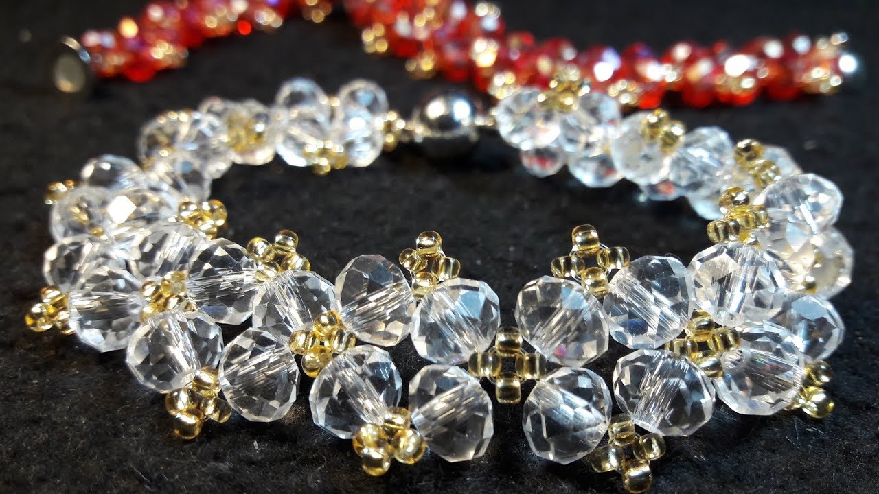 Hermosa Pulsera Con Cristales...Clase#68!!!