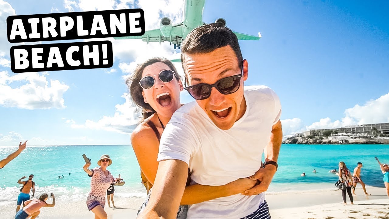 AIRPLANE BEACH | Jet Blast & Low Landings at Maho Beach, St. Martin