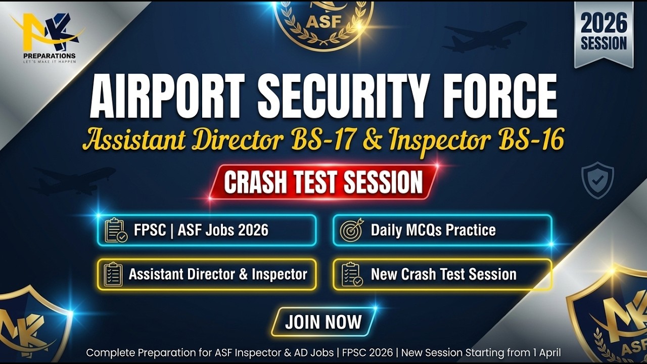 ASF Inspector & AD Jobs 2026 | Solved Past Papers | Imp. Notes and Books | Eligibility, Syllabus