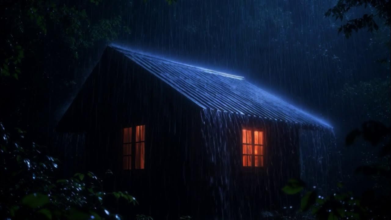 LIVE NOW 🌲 Cozy Cabin in the Dark Forest  🌧️ | Deep Sleep  😴 |  Relaxing Nature Sounds | Black Scre