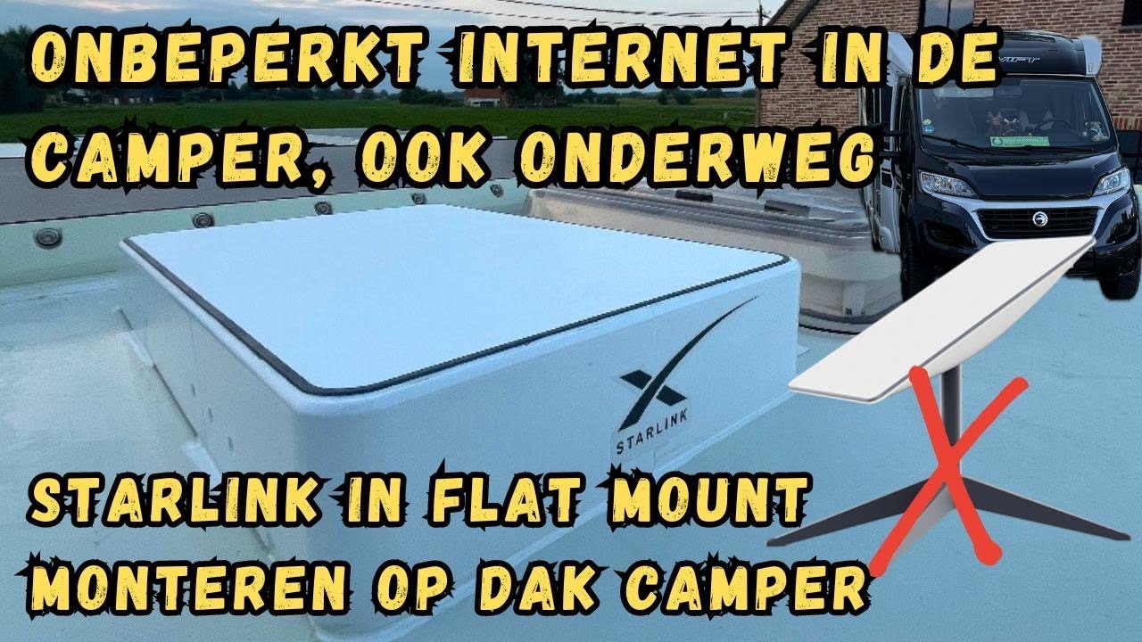 Starlink in Flat Mount monteren op dak van de camper. Onbeperkt internet onderweg. #vlog31