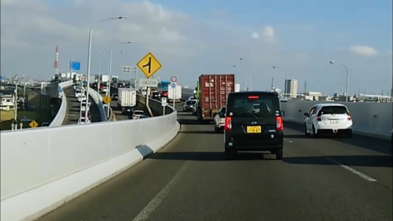 【ﾗｯｼｭ渋滞8倍速】平日朝の国道23号   西尾東IC(岡崎バイパス)～名四国道名四町交差点