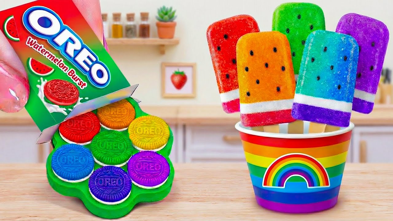 🍪Rainbow Oreo vs Rainbow Watermelon Ice Cream 🌈 Making 1000+ Rainbow Miniature Cake | Mini Cake