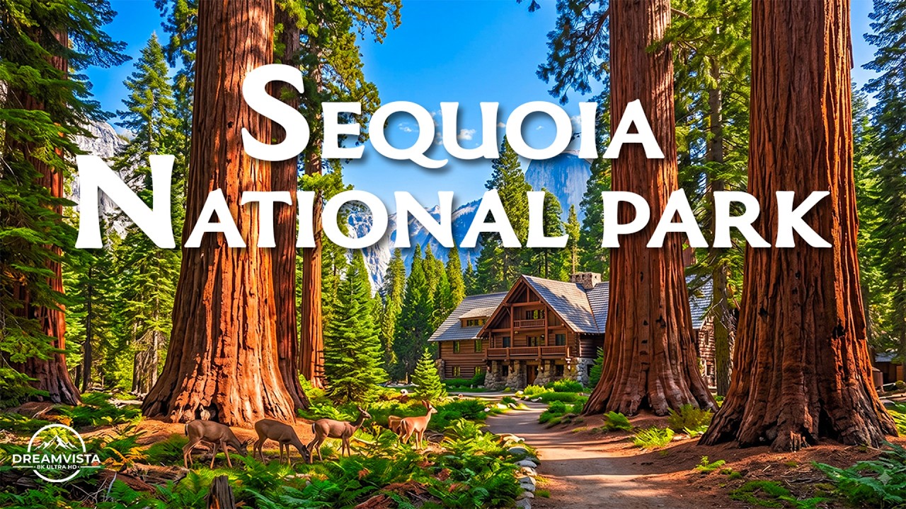 SEQUOIA 8K Ultra HD 🇺🇸 Giant Trees & Majestic Forests with Relaxing Piano Music