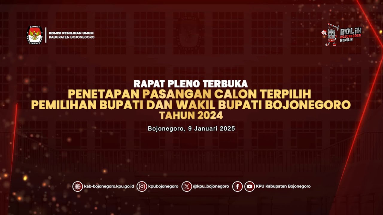 🔴(LIVE) Rapat Pleno Penetapan Pasangan Calon Bupati dan Wakil Bupati Bojonegoro Tahun 2024