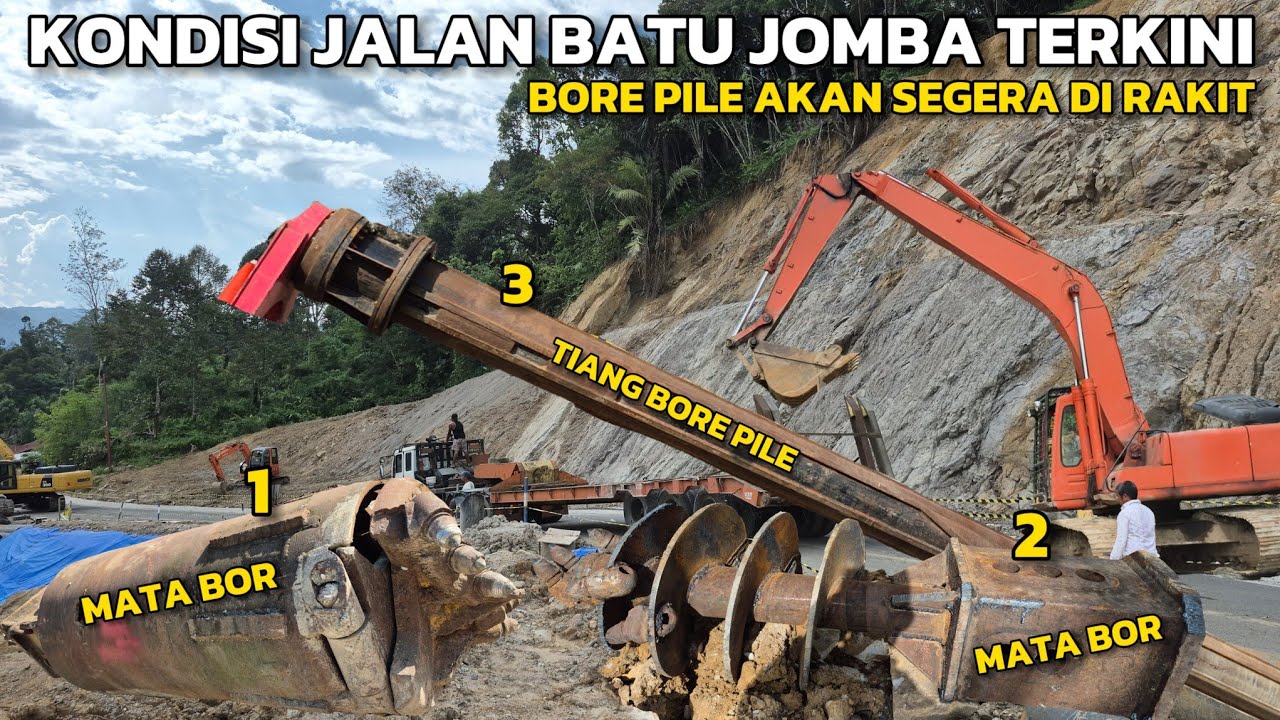 BATU JOMBA HARI INI !!! BORE PILE DI TURUNKAN DARI TRUK DAN AKAN DI RAKIT