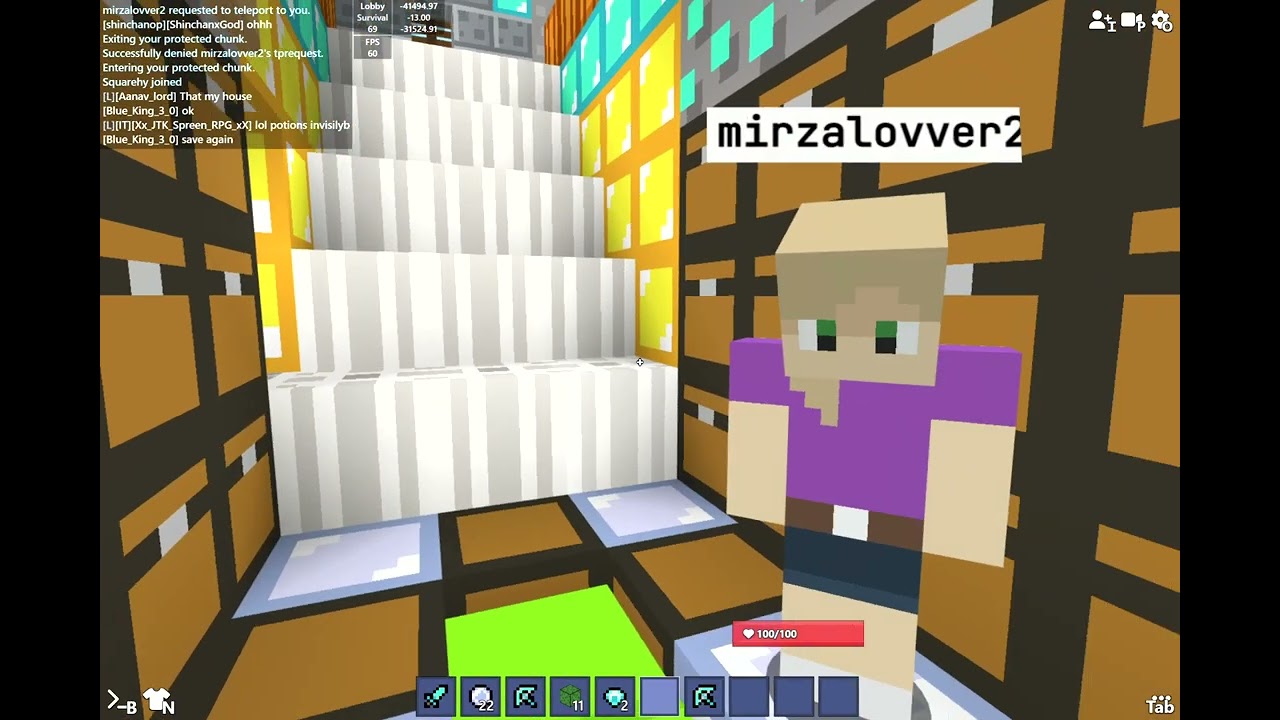 Bloxd.io Survival Oh my god hacker!
