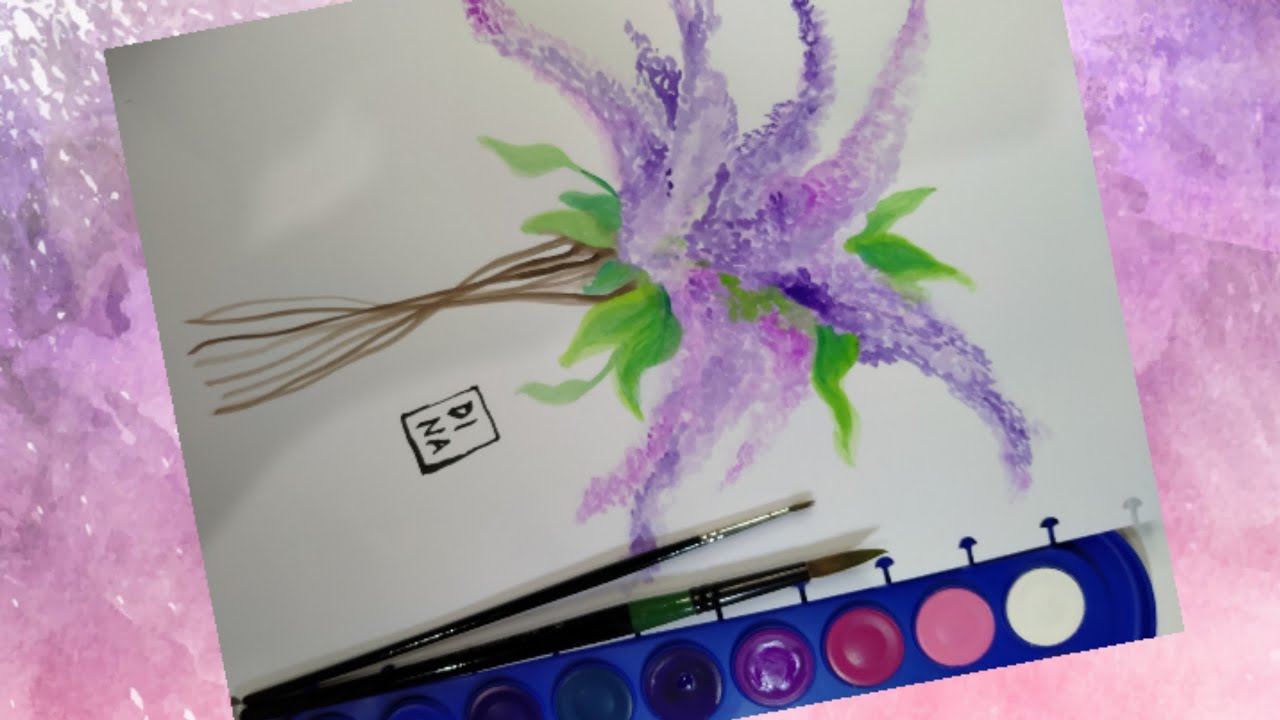 LILAC FLOWER PAINTING #howto #watercolorflower #lilacflower #cara