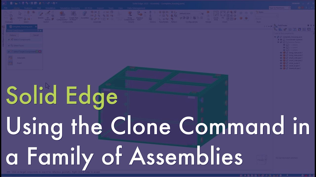 Solid Edge - Using the Clone Command in a Family of Assemblies