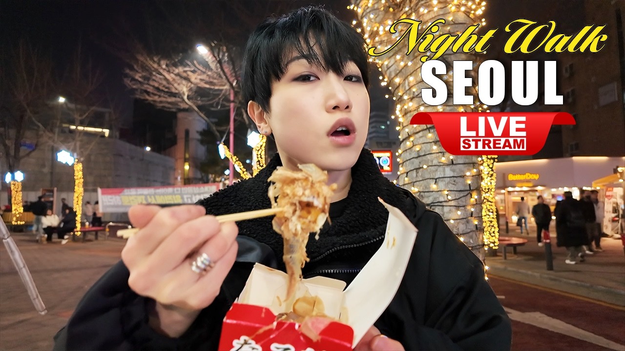 Live Korea Travel 🔴 Walking Tour Seoul | Hongdae Night Street:Korean Food Street | Korea Tour Vlog