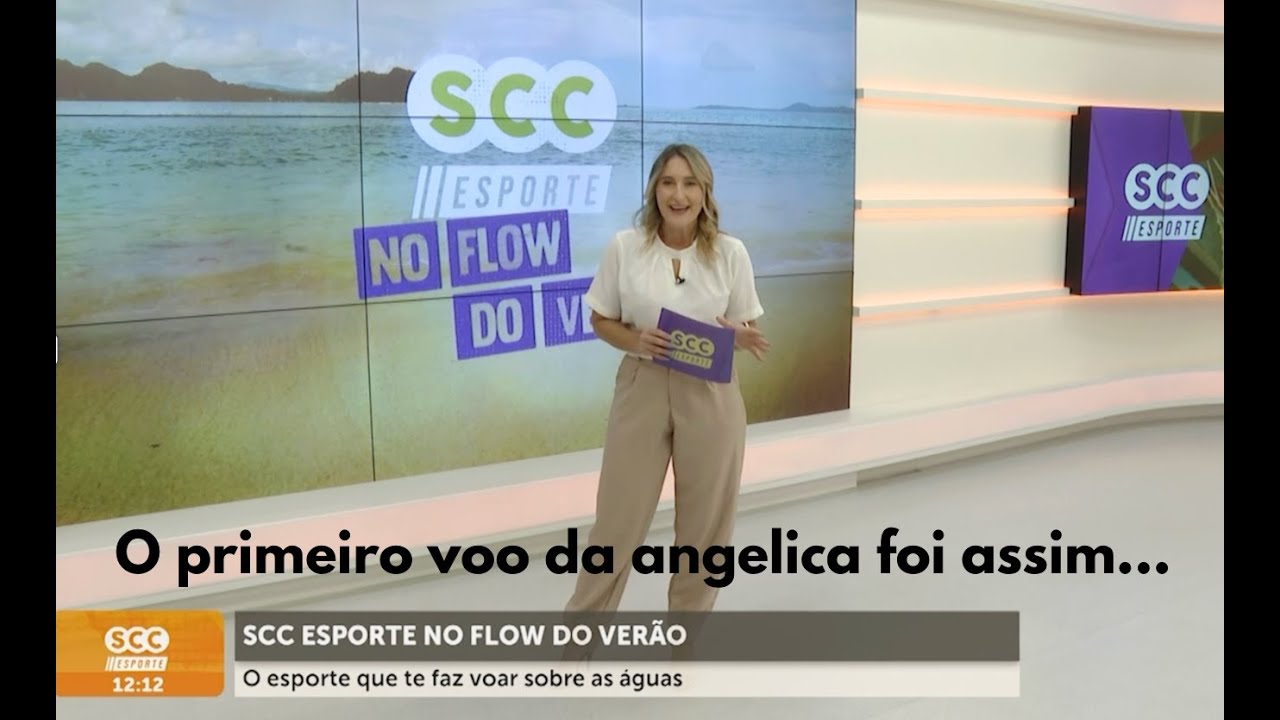 O primeiro voo de flyboard da Angeli, na matéria gravada para SBT SC foi assim, confira!