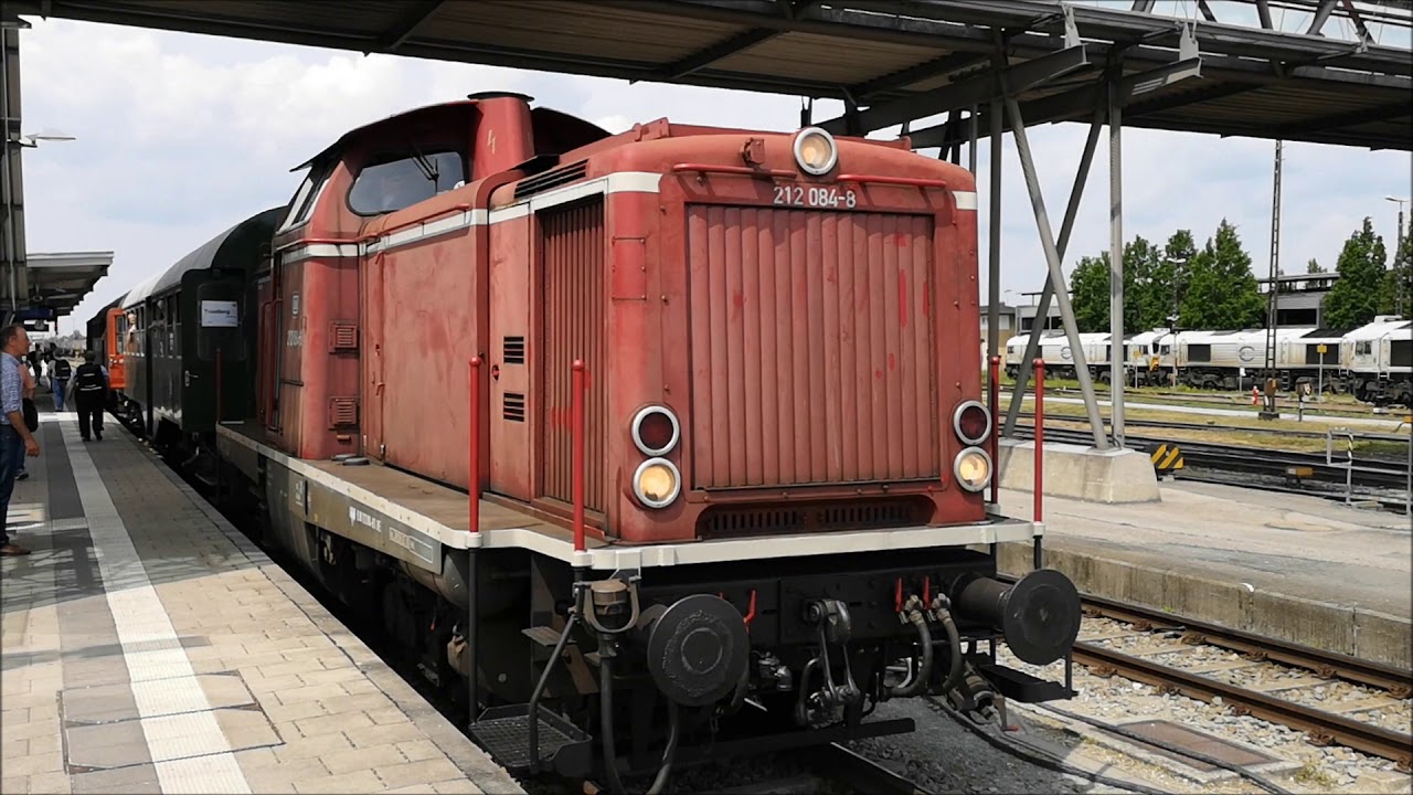 212 084 (V 100) mit Sonderzug: Rangieren, Motorstart und Ausfahrt