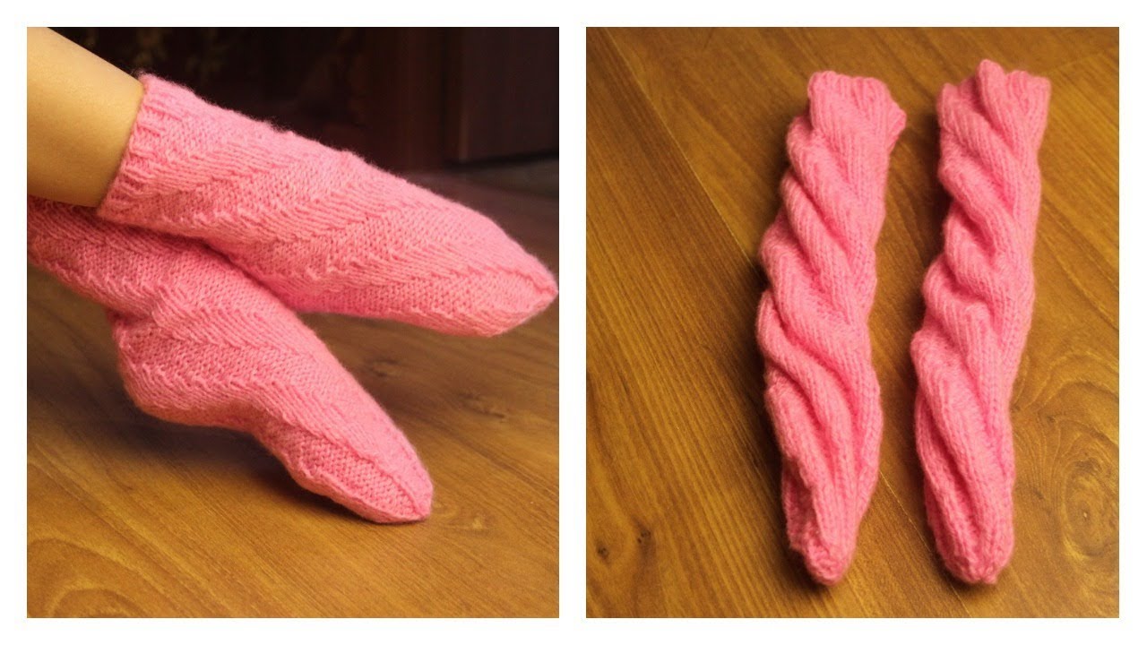 СПИРАЛЬНЫЕ НОСКИ СПИЦАМИ ♥ ПРОСТО и БЫСТРО ♥ НОСКИ без ВЫВЯЗЫВАНИЯ ПЯТКИ