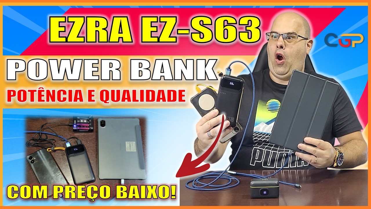 SUPER POWER BANK MUITO BOA E MUITO BARATA. CARREGA MUITO RÁPIDO! EZRA EZ-S63 COM 20.000mAh. Geek435