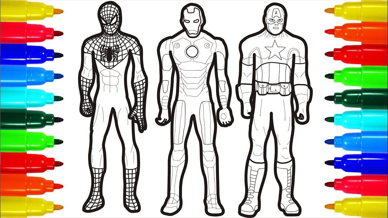 Superheros Spiderman Iron Man Captain America Wonder Woman Coloring Pages