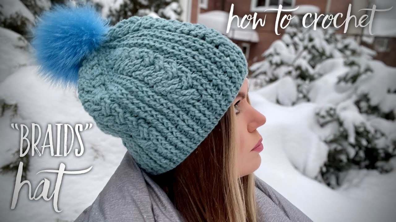 ВЯЖЕМ КЛАССНУЮ ШАПКУ С КОСАМИ КРЮЧКОМ! 👌 / HOW TO CROCHET “BRAIDS” HAT